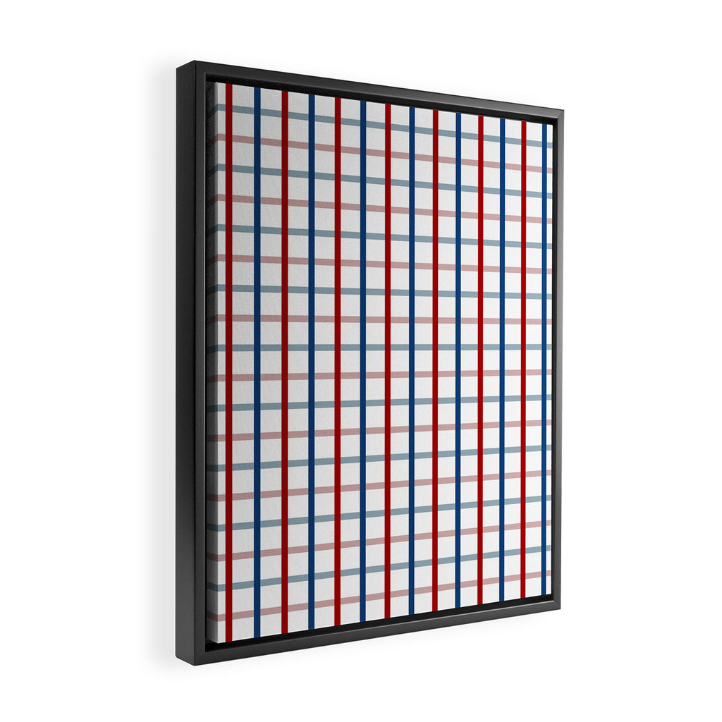 Blue Red Tattersall Plaid Pattern Framed Canvas Print Gallery Image 2