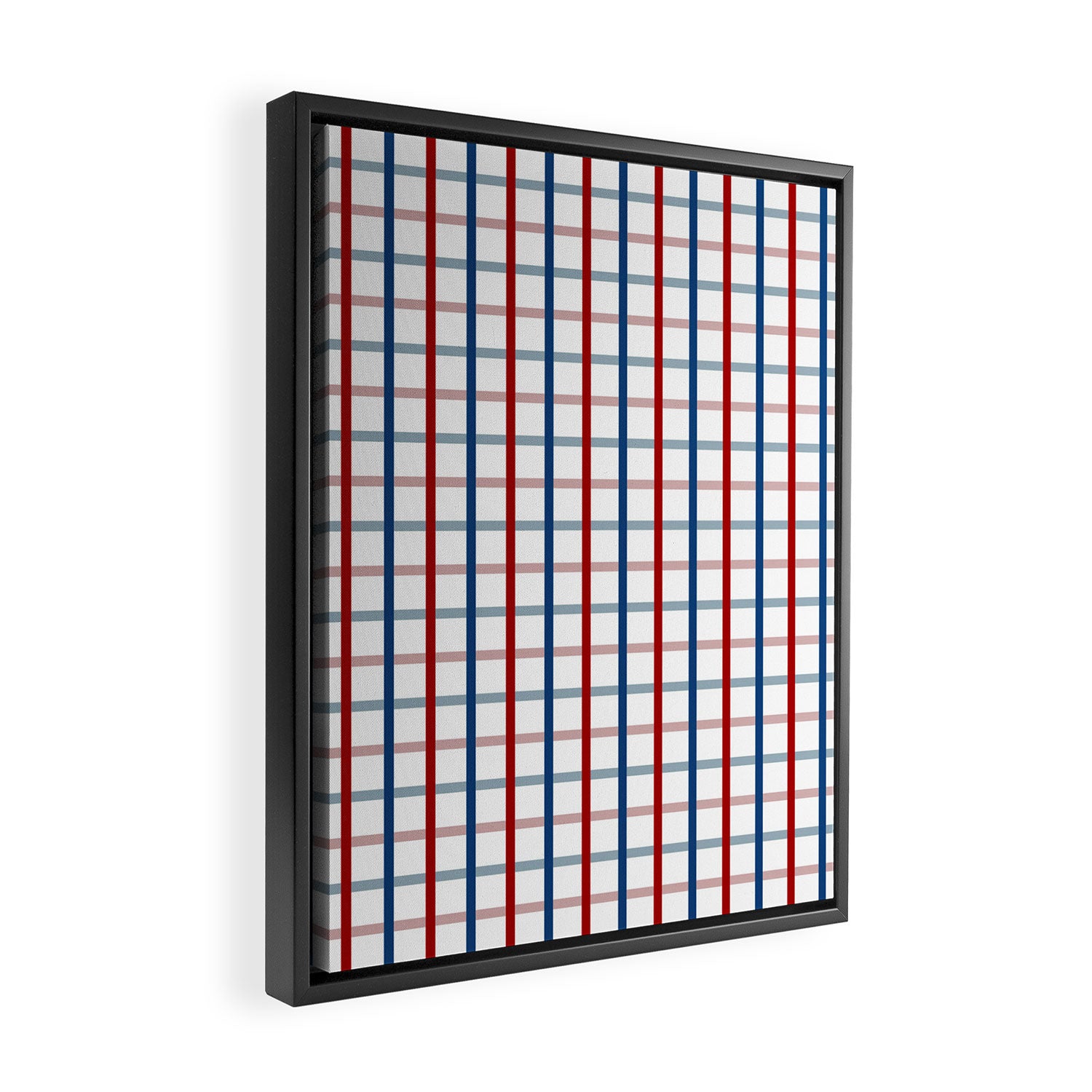Blue Red Tattersall Plaid Pattern Framed Canvas Print Gallery Image 2