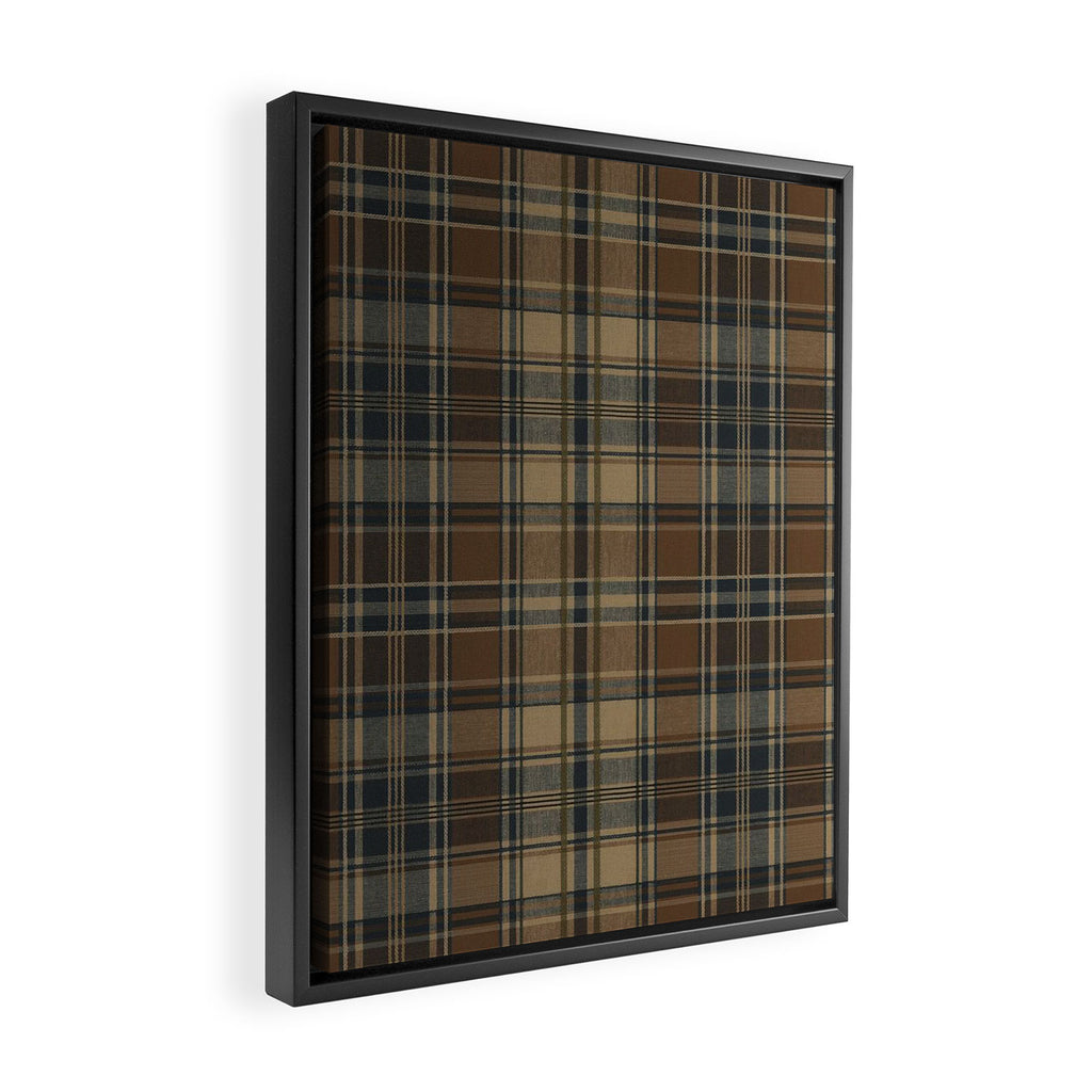 Classical Beige Brown Tartan Plaid Pattern Framed Canvas Print Gallery Image 2
