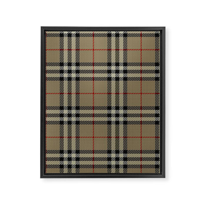 Luxury Beige Tartan Plaid Pattern Framed Canvas Print Gallery Image 1