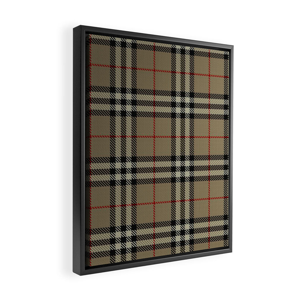 Luxury Beige Tartan Plaid Pattern Framed Canvas Print Gallery Image 2