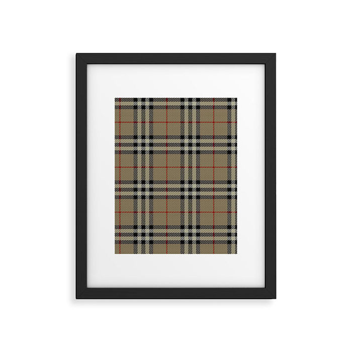 Luxury Beige Tartan Plaid Pattern Framed Art Print Gallery Image 1