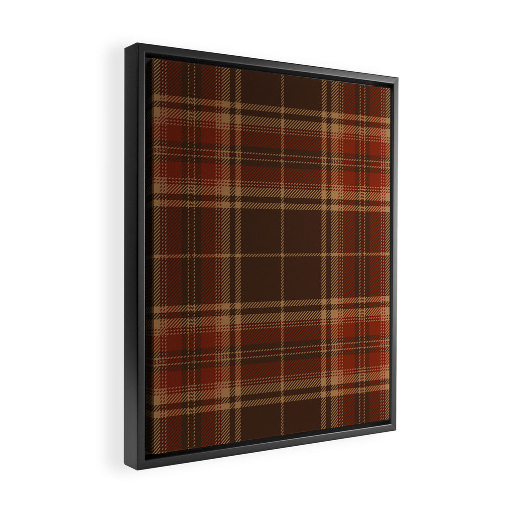 Vintage Brown Tartan Plaid Scottish Pattern Framed Canvas Print Gallery Image 2