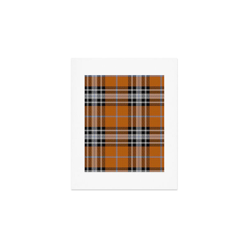 Vintage Orange Black Tartan Plaid Scottish Pattern Art Print Gallery Image 1
