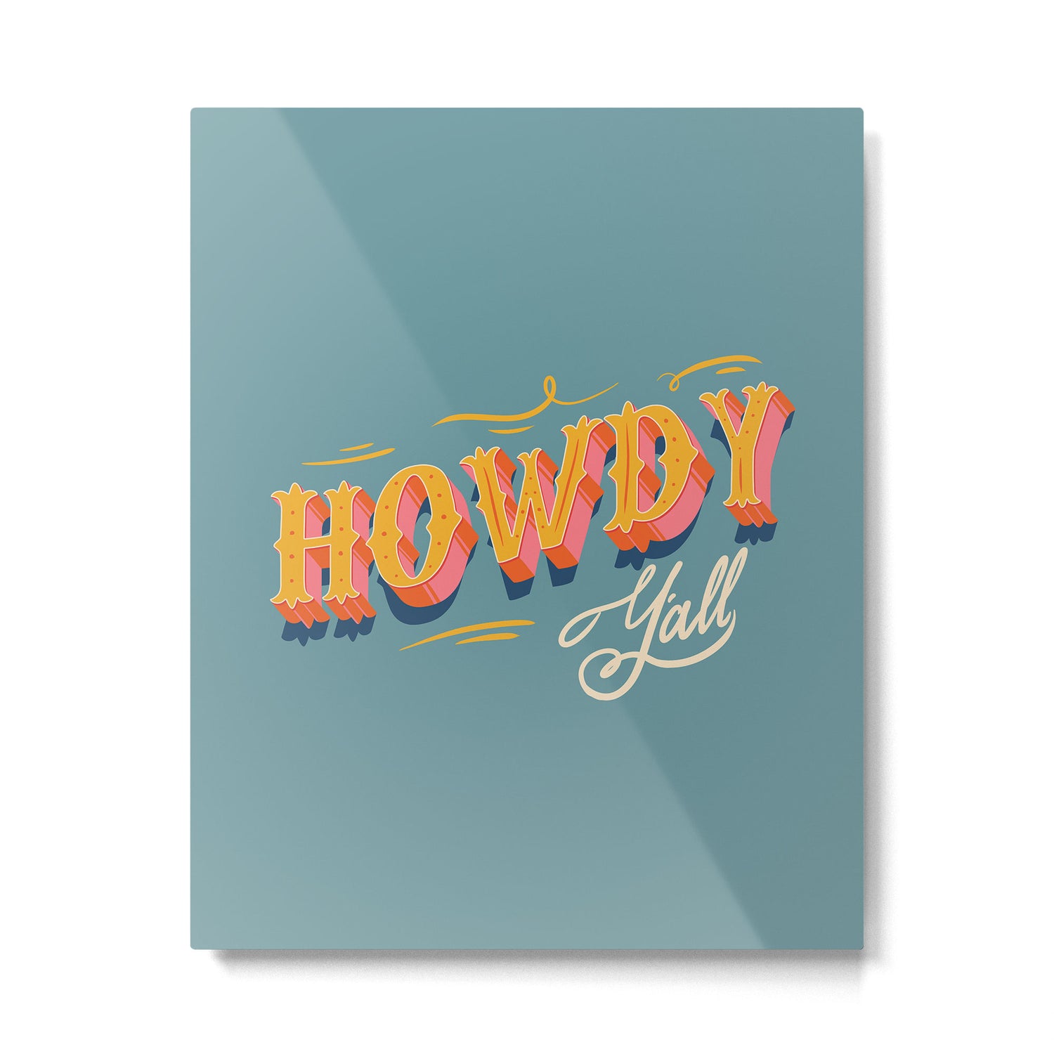 Howdy Y'all | Yellow Orange Blue Metal Print Gallery Image 6