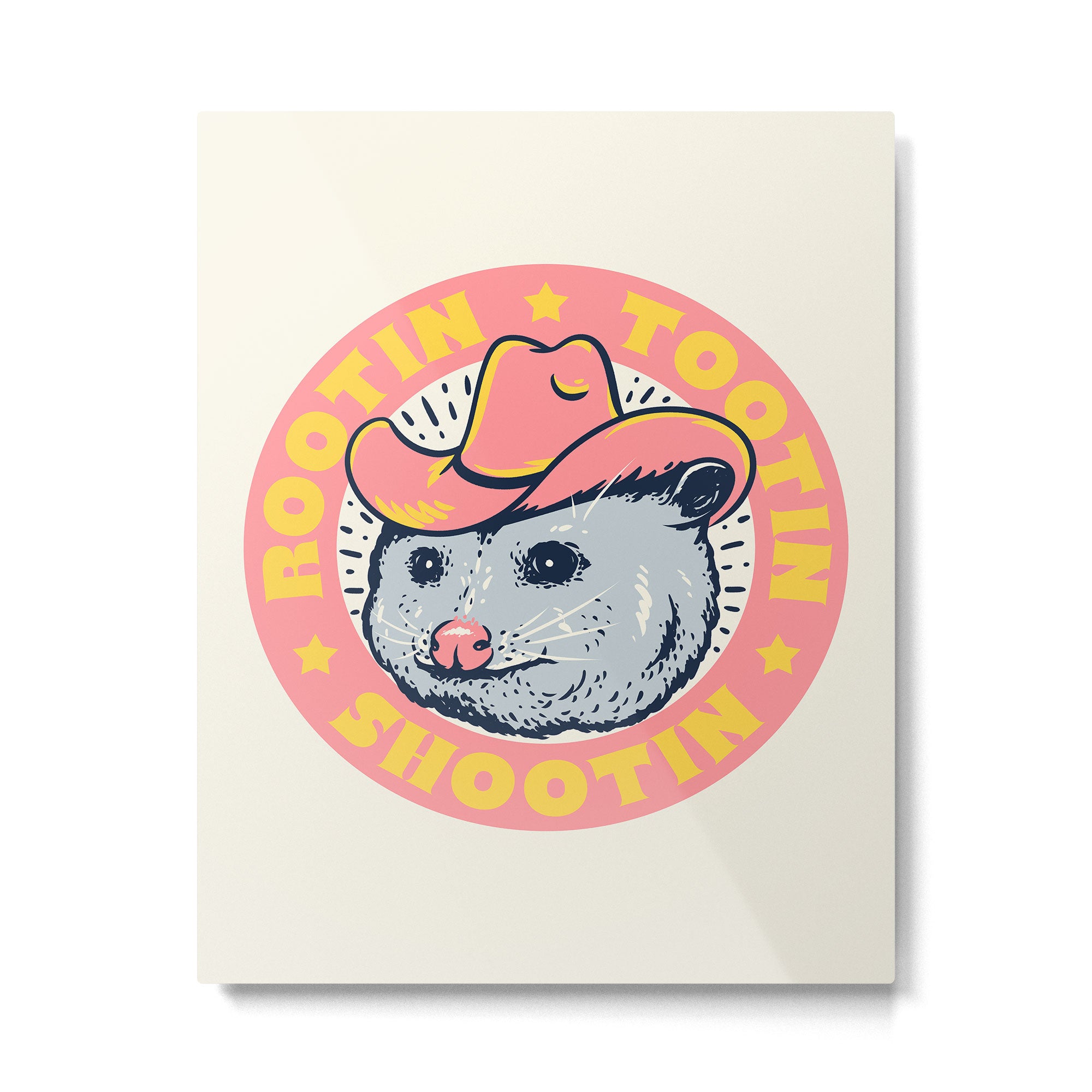 Possum Rootin Tootin Shootin | Pink Metal Print Gallery Image 6
