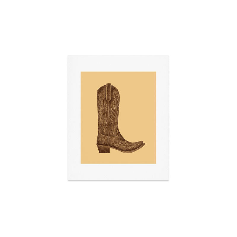Brown Cowgirl Boot Art Print Gallery Image 1