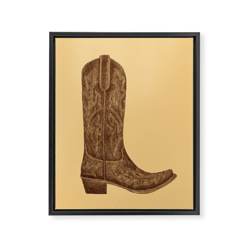 Brown Cowgirl Boot Framed Canvas Print Gallery Image 6