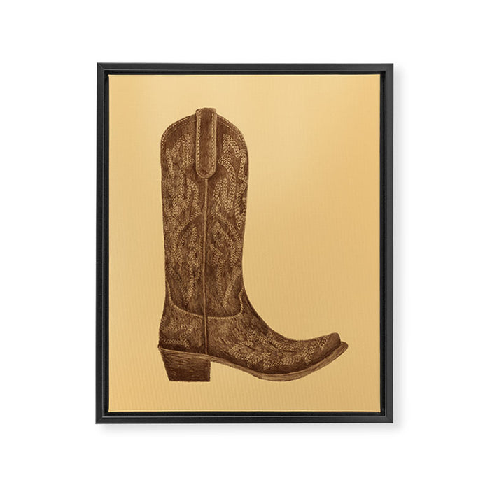 Brown Cowgirl Boot Framed Canvas Print Gallery Image 1