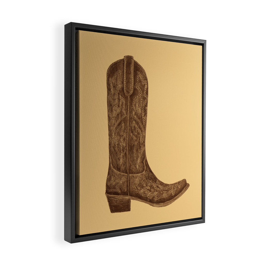 Brown Cowgirl Boot Framed Canvas Print Gallery Image 2