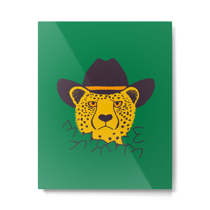 Leafy Cowgirl Cheetah Metal Print Gallery Image 1