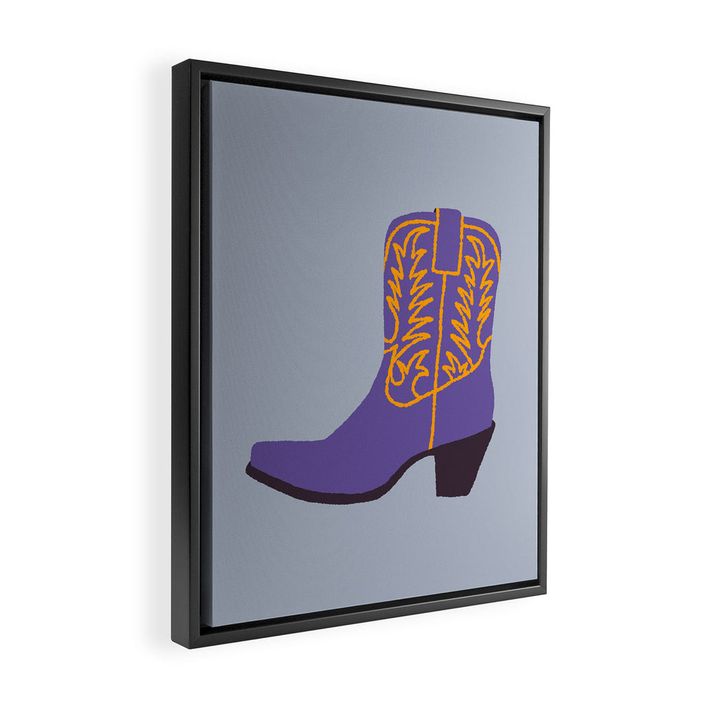 Purple Cowgirl Boot Framed Canvas Print Gallery Image 2
