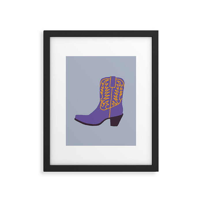 Purple Cowgirl Boot Framed Art Print Gallery Image 1