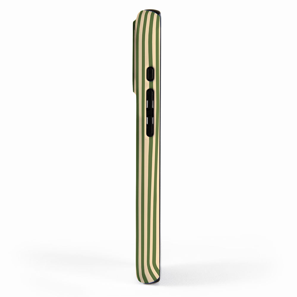 Tan & Dark Olive Green Colored Striped Pattern iPhone Case Gallery Image 2