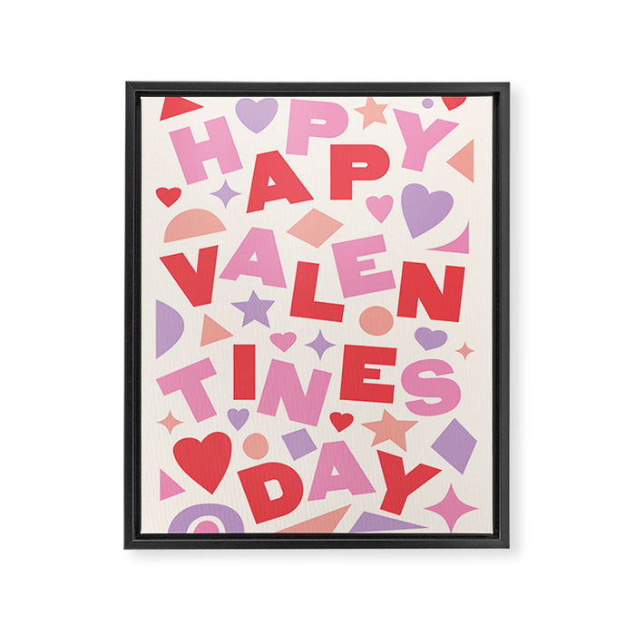 Abstract Happy Valentines Day Framed Canvas Print Gallery Image 1