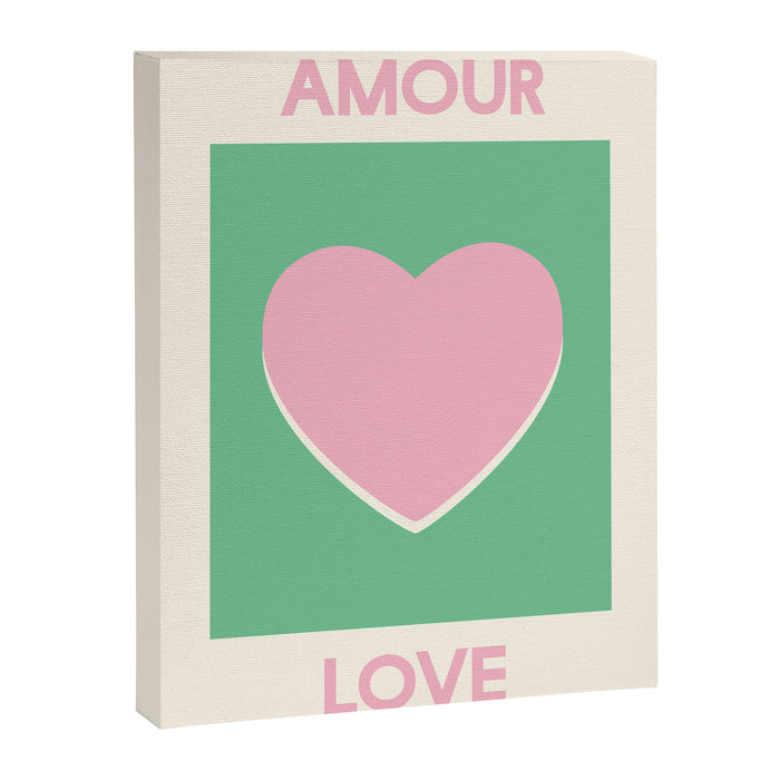 Amour Love Green Pink Heart Canvas Print Gallery Image 1