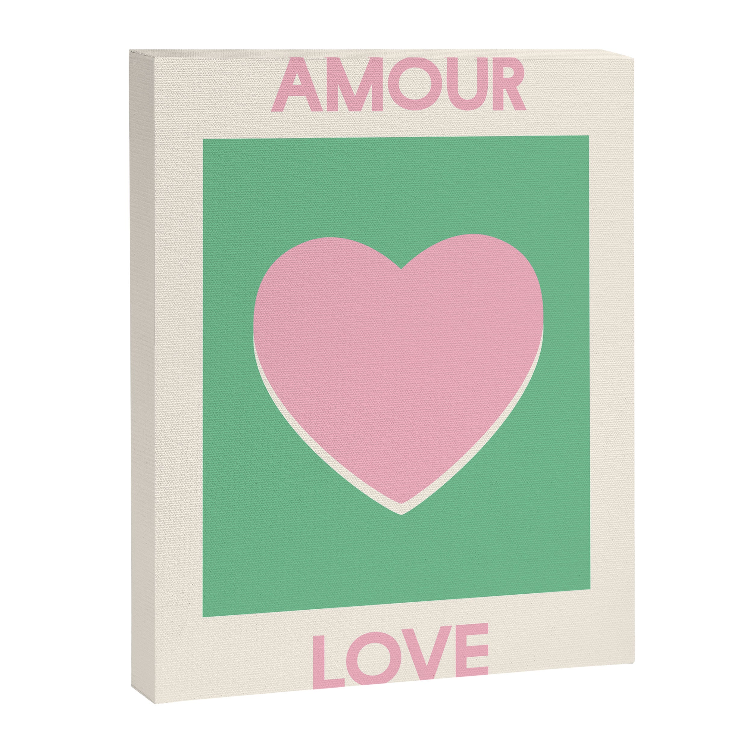 Amour Love Green Pink Heart Canvas Print Gallery Image 6