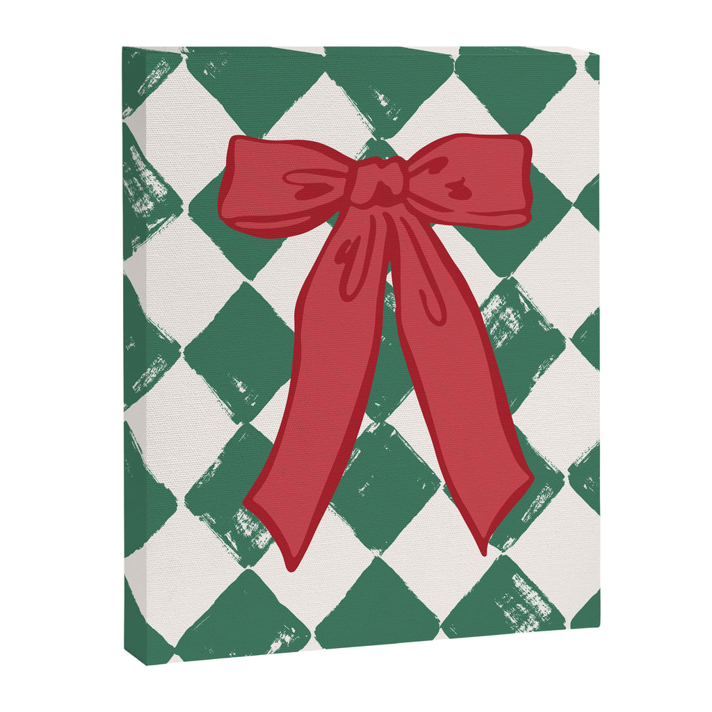 Checkered Christmas Bow Canvas Print Gallery Image 6