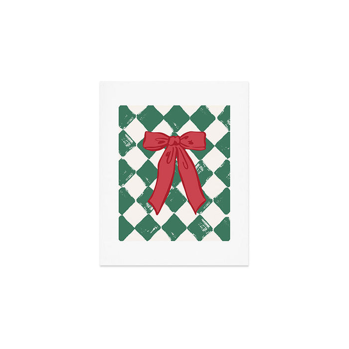 Checkered Christmas Bow Art Print Gallery Image 1