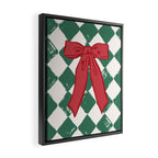 Checkered Christmas Bow Framed Canvas Print Gallery Image 2