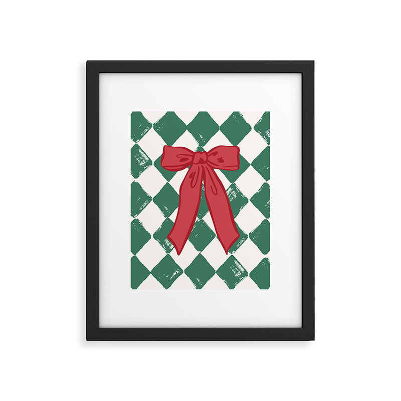 Checkered Christmas Bow Framed Art Print Gallery Image 5