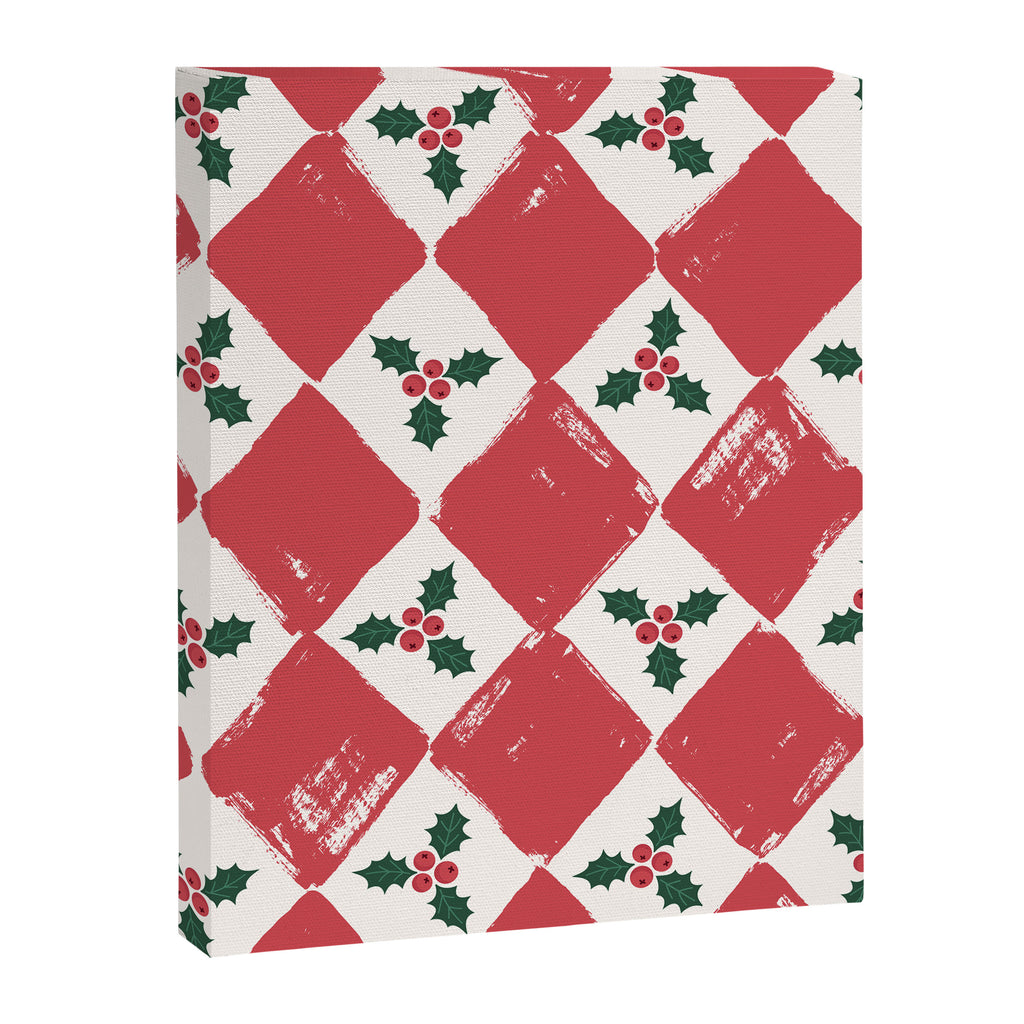 Checkered Christmas Holly Canvas Print Gallery Image 6