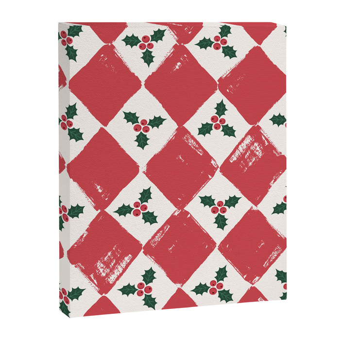 Checkered Christmas Holly Canvas Print Gallery Image 1