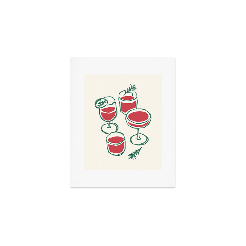 Christmas Cocktails Sketch Art Print Gallery Image 1