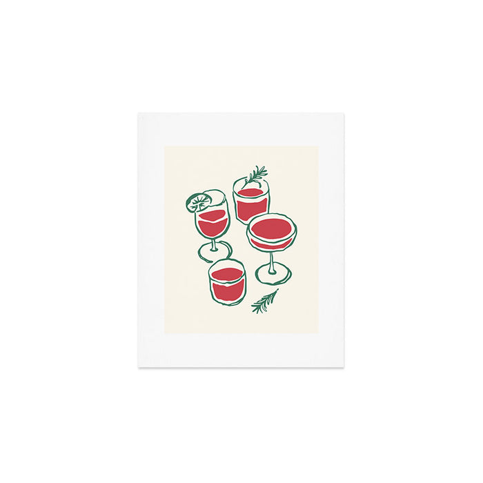 Christmas Cocktails Sketch Art Print Gallery Image 1