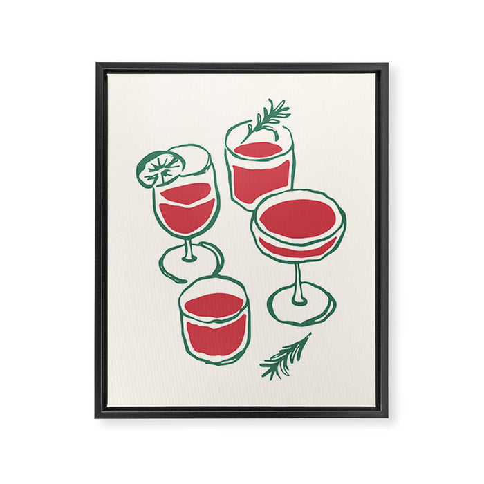 Christmas Cocktails Sketch Framed Canvas Print Gallery Image 1