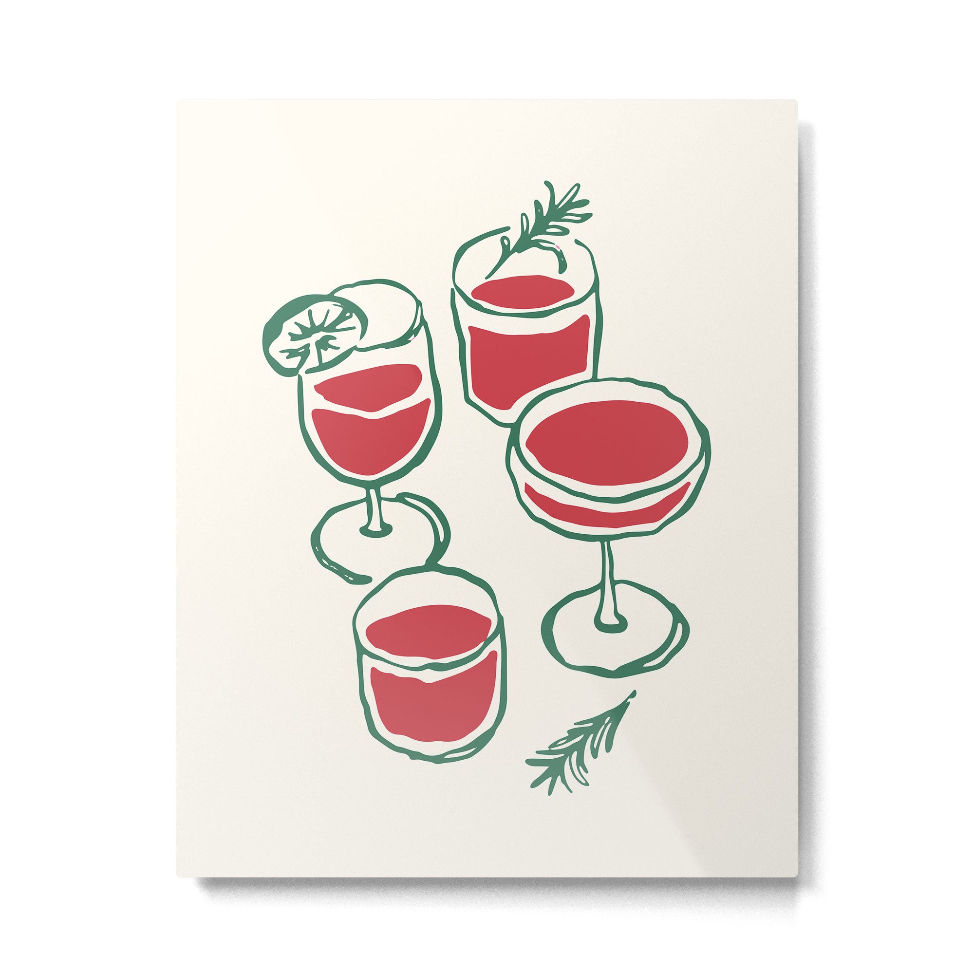 Christmas Cocktails Sketch Metal Print Gallery Image 4