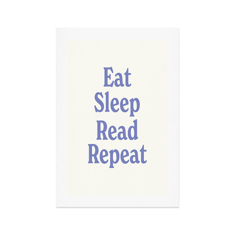 Eat Sleep Read Repeat Blue Art Print Gallery Image 1