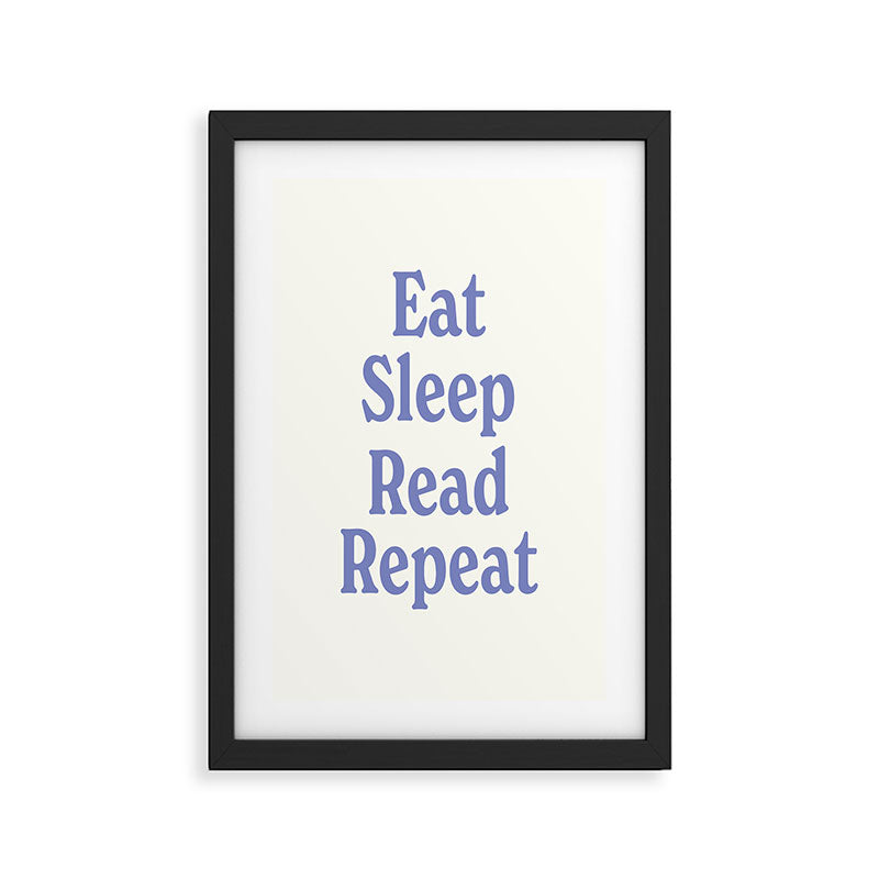 Eat Sleep Read Repeat Blue Framed Art Print Gallery Image 2