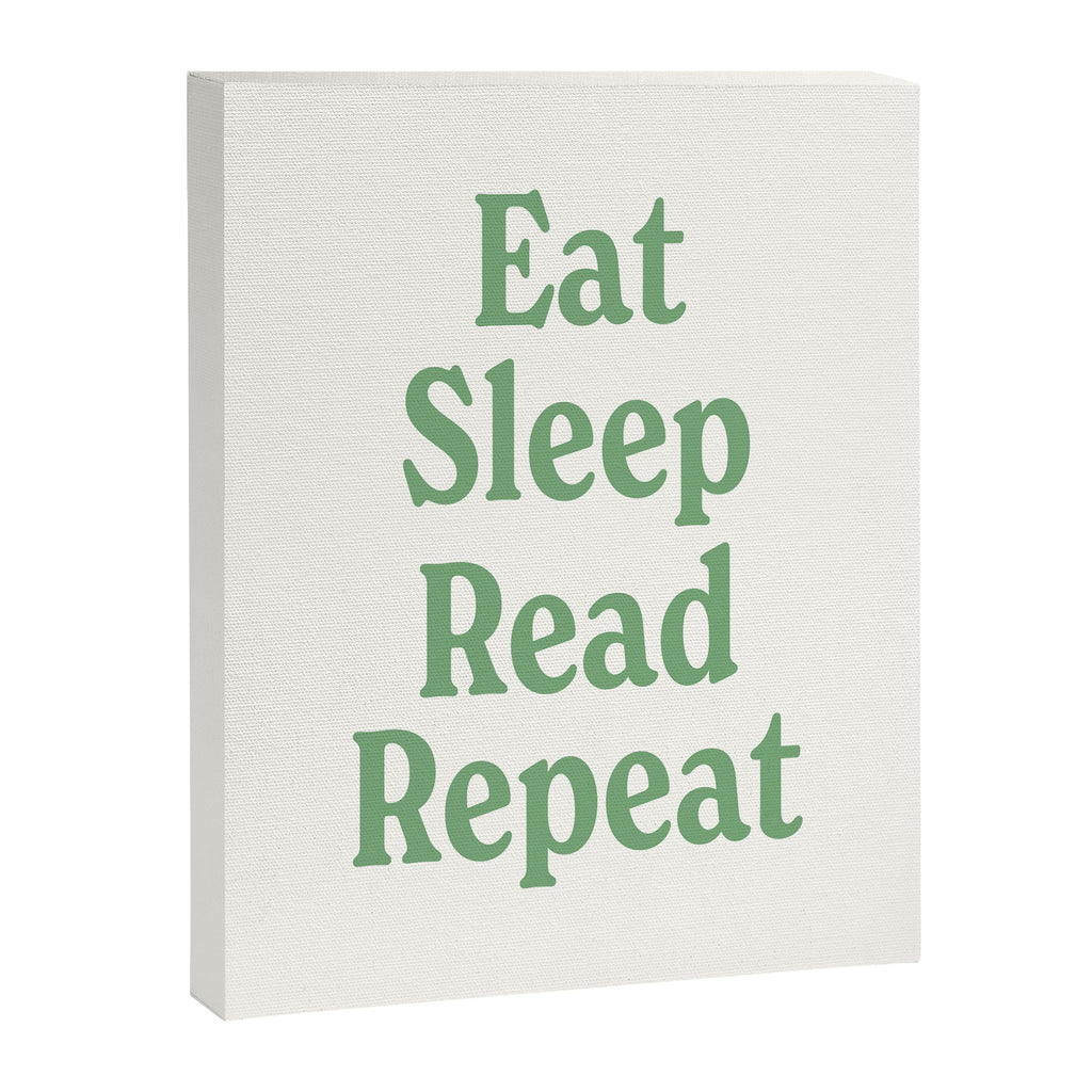 Eat Sleep Read Repeat Green Canvas Print Gallery Image 6