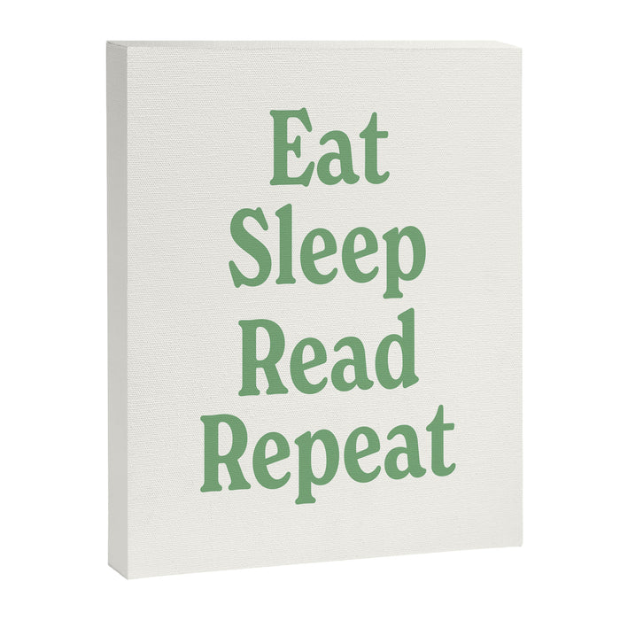 Eat Sleep Read Repeat Green Canvas Print Gallery Image 1