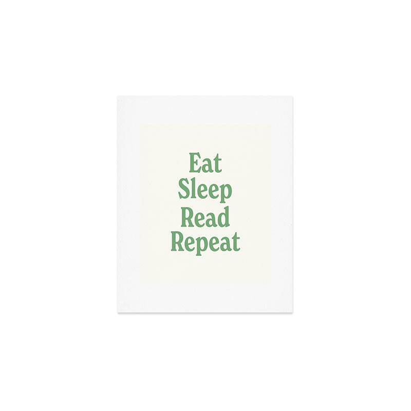 Eat Sleep Read Repeat Green Art Print Gallery Image 1