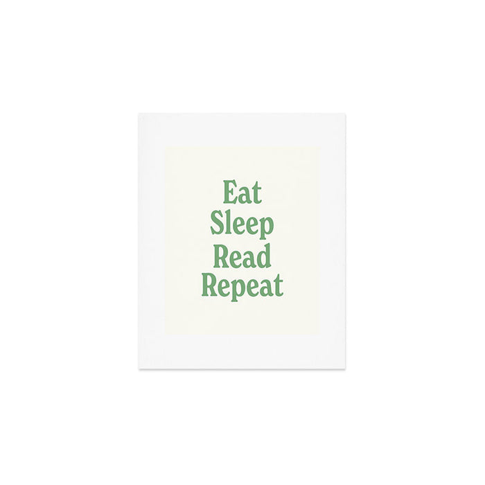Eat Sleep Read Repeat Green Art Print Gallery Image 1