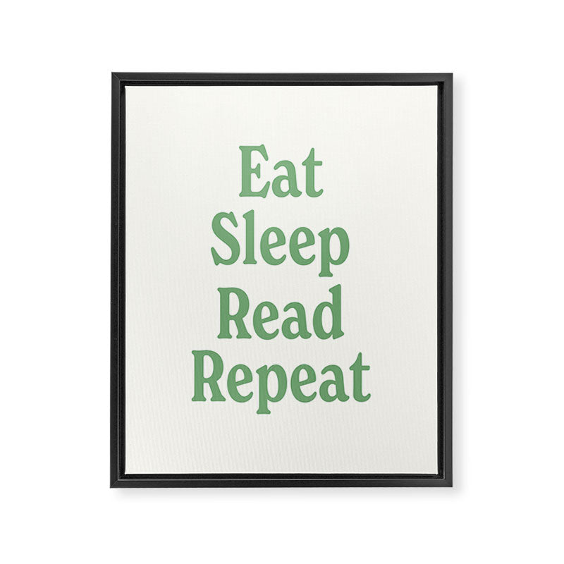 Eat Sleep Read Repeat Green Framed Canvas Print Gallery Image 6