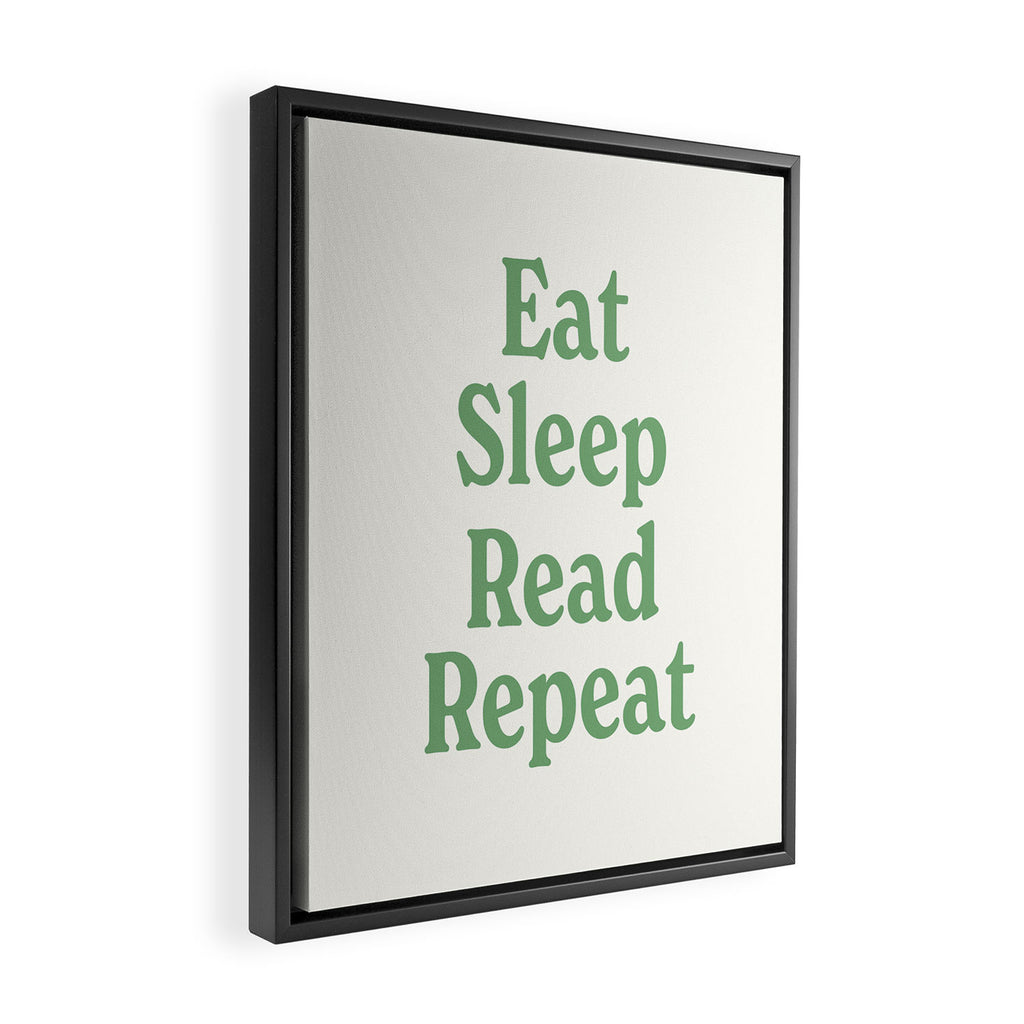 Eat Sleep Read Repeat Green Framed Canvas Print Gallery Image 2