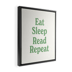 Eat Sleep Read Repeat Green Framed Canvas Print Gallery Image 2