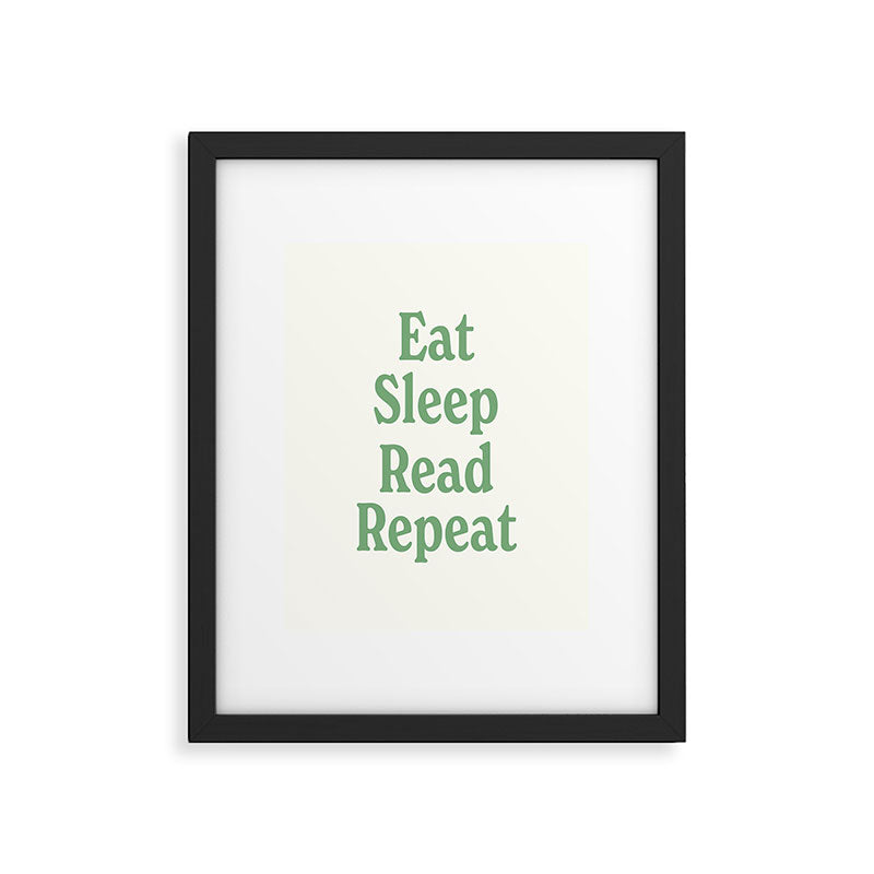 Eat Sleep Read Repeat Green Framed Art Print Gallery Image 5