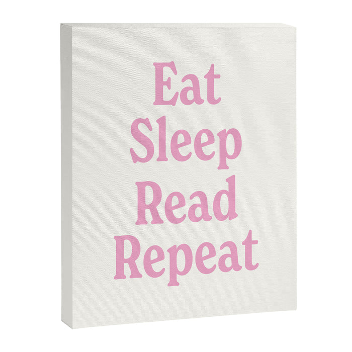 Eat Sleep Read Repeat Pink Canvas Print Gallery Image 1