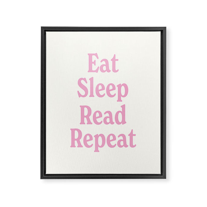 Eat Sleep Read Repeat Pink Framed Canvas Print Gallery Image 1
