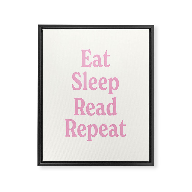 Eat Sleep Read Repeat Pink Framed Canvas Print Gallery Image 6