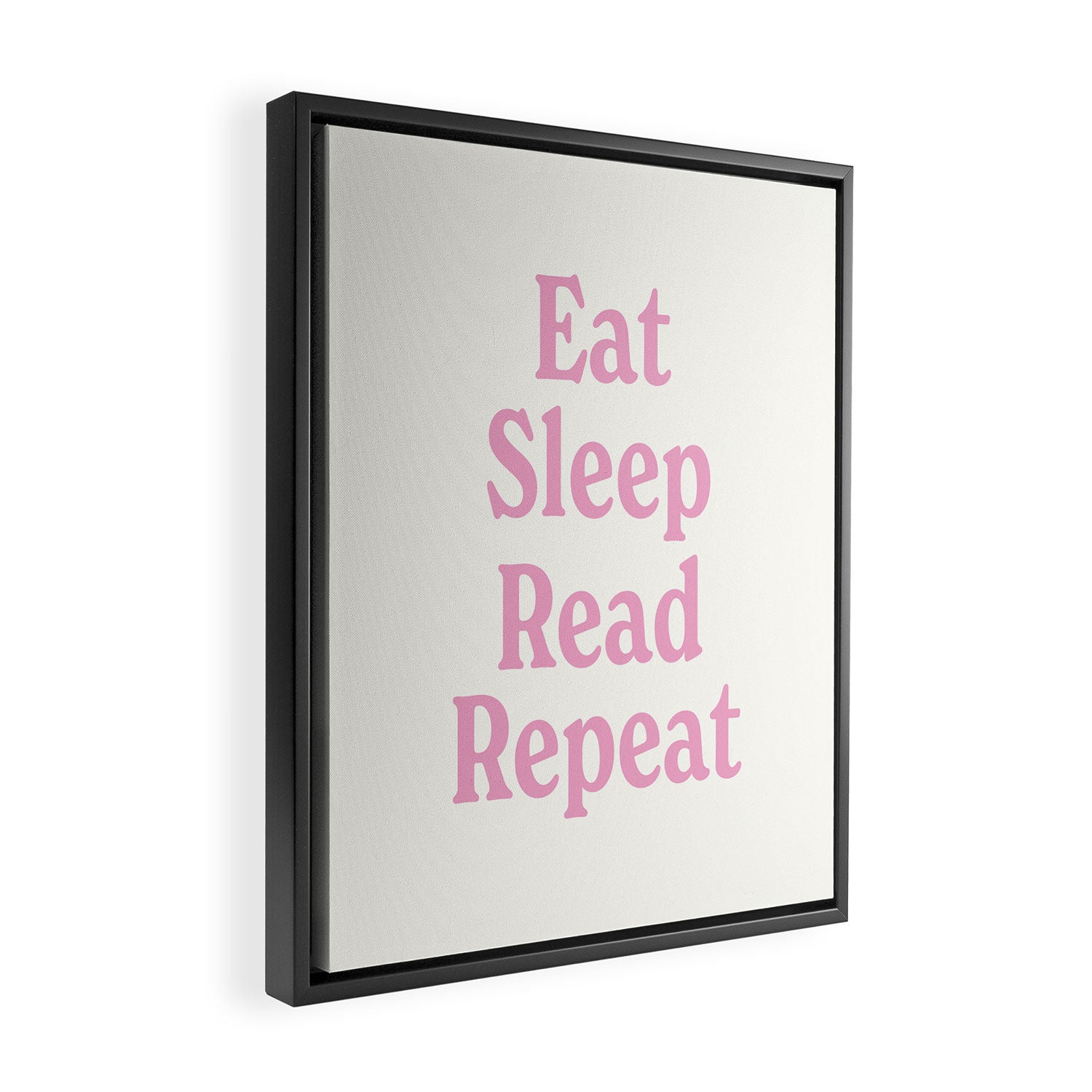 Eat Sleep Read Repeat Pink Framed Canvas Print Gallery Image 2