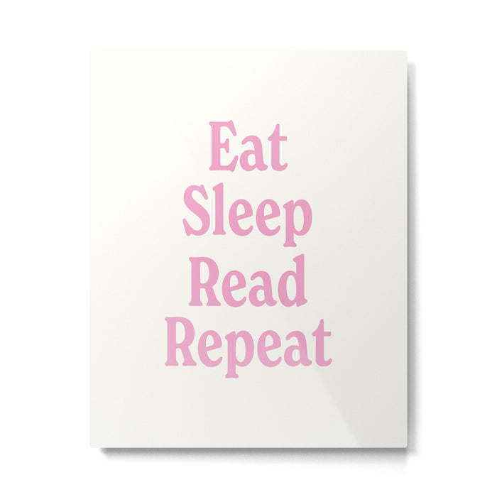 Eat Sleep Read Repeat Pink Metal Print Gallery Image 1
