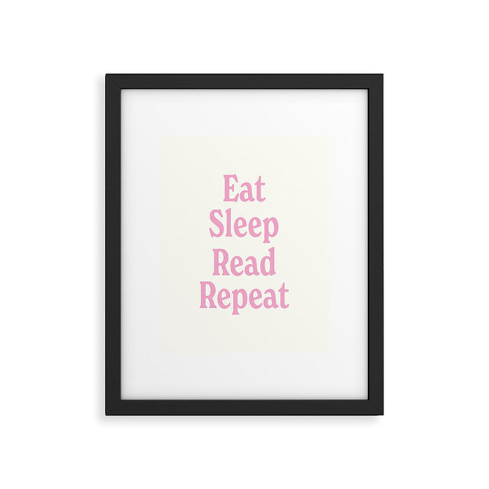 Eat Sleep Read Repeat Pink Framed Art Print Gallery Image 1