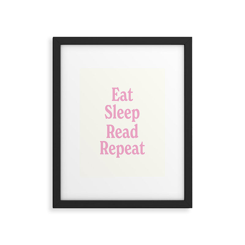 Eat Sleep Read Repeat Pink Framed Art Print Gallery Image 5