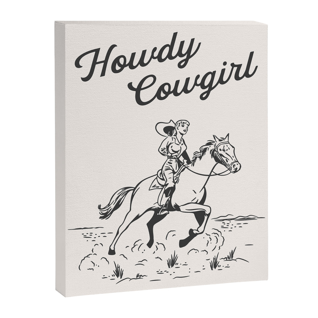 Howdy Cowgirl Black Canvas Print Gallery Image 6