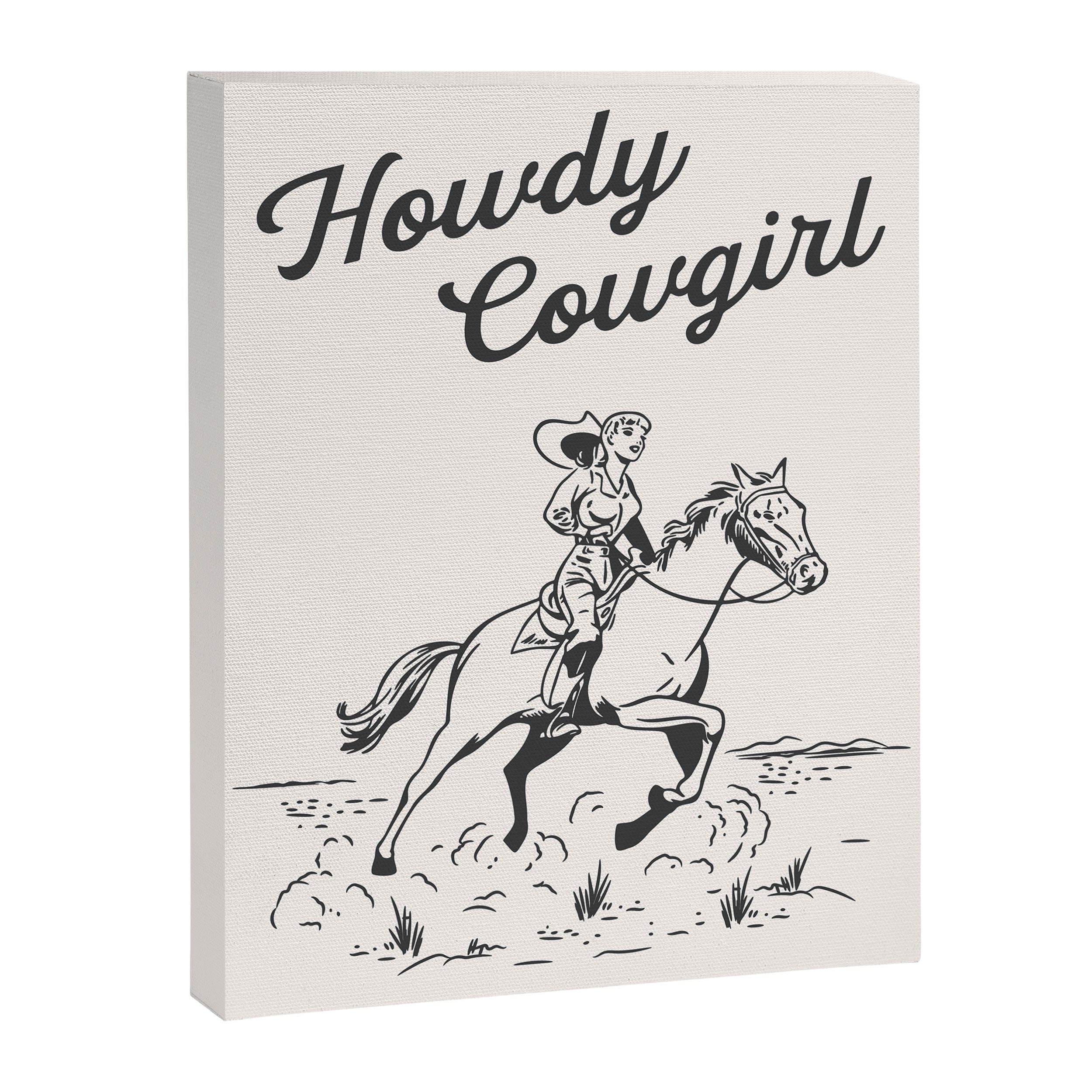 Howdy Cowgirl Black Canvas Print Gallery Image 6